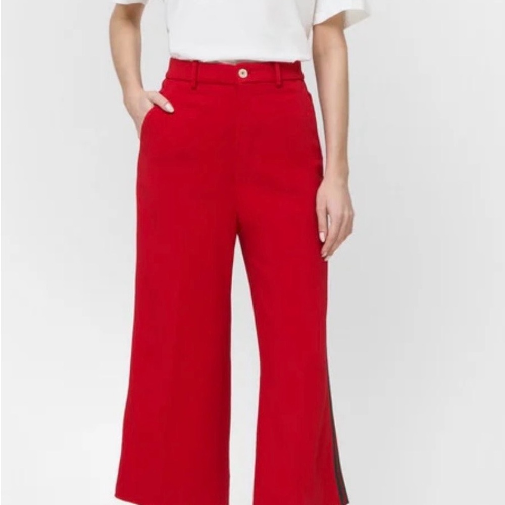 Gucci Wide-Leg High-Waist Red Trousers